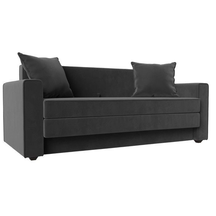 Прямой диван «Лига 012», механизм раскладной, велюр, цвет серый