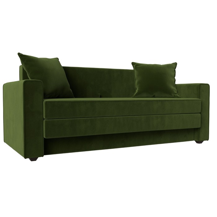 Прямой диван «Лига 012», механизм раскладной, микровельвет, цвет зелёный