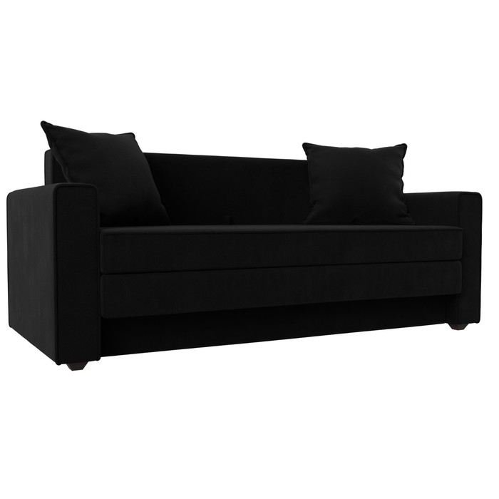 Прямой диван «Лига 012», механизм раскладной, микровельвет, цвет чёрный