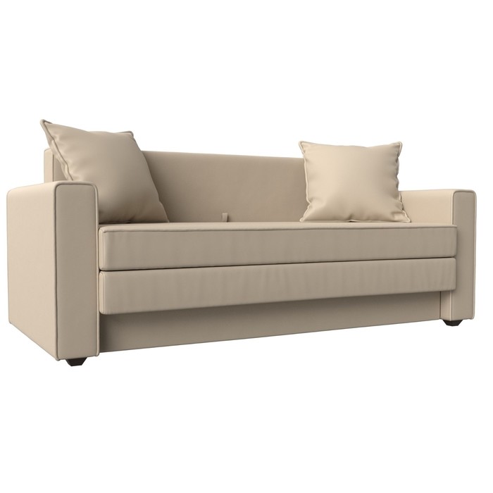 Прямой диван «Лига 012», механизм раскладной, экокожа, цвет бежевый
