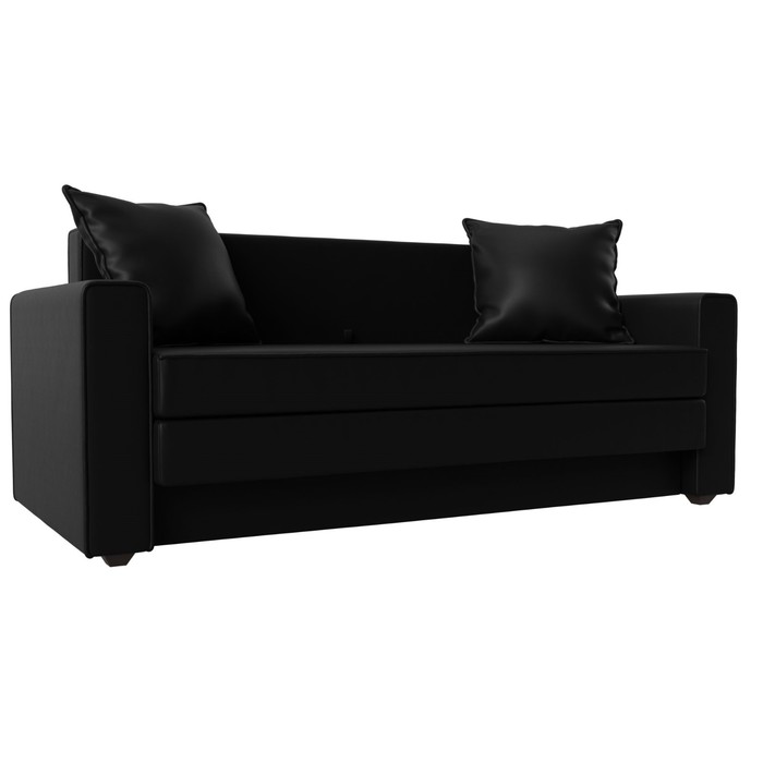 Прямой диван «Лига 012», механизм раскладной, экокожа, цвет чёрный