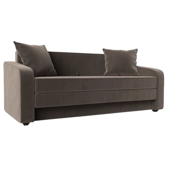 Прямой диван «Лига 013», механизм раскладной, велюр, цвет коричневый