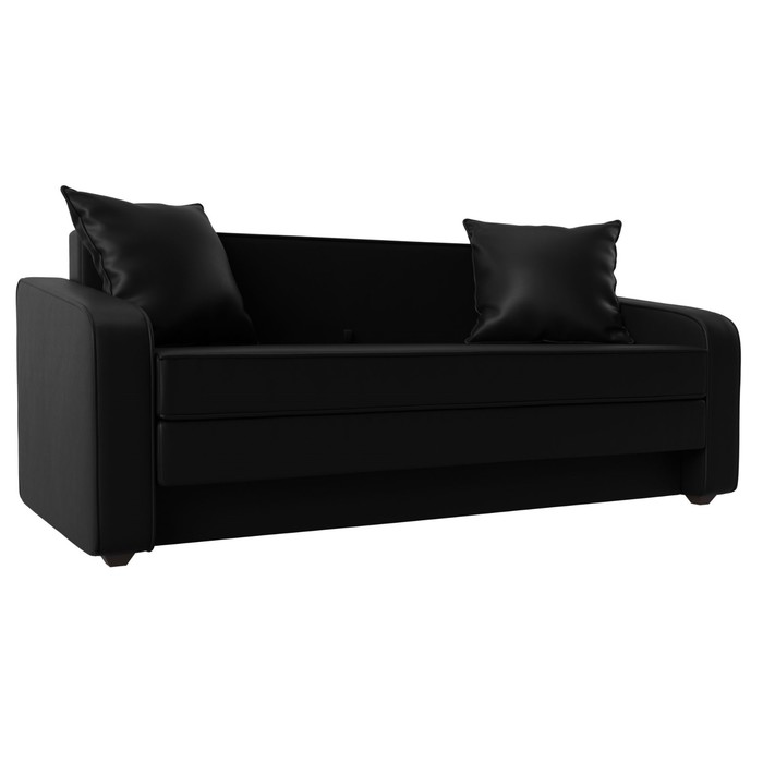 Прямой диван «Лига 013», механизм раскладной, экокожа, цвет чёрный