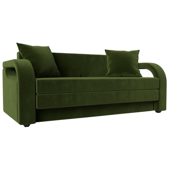 Прямой диван «Лига 014», механизм раскладной, микровельвет, цвет зелёный