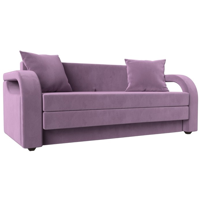 Прямой диван «Лига 014», механизм раскладной, микровельвет, цвет сиреневый
