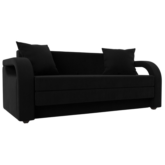 Прямой диван «Лига 014», механизм раскладной, микровельвет, цвет чёрный