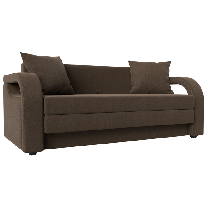Прямой диван «Лига 014», механизм раскладной, рогожка, цвет коричневый