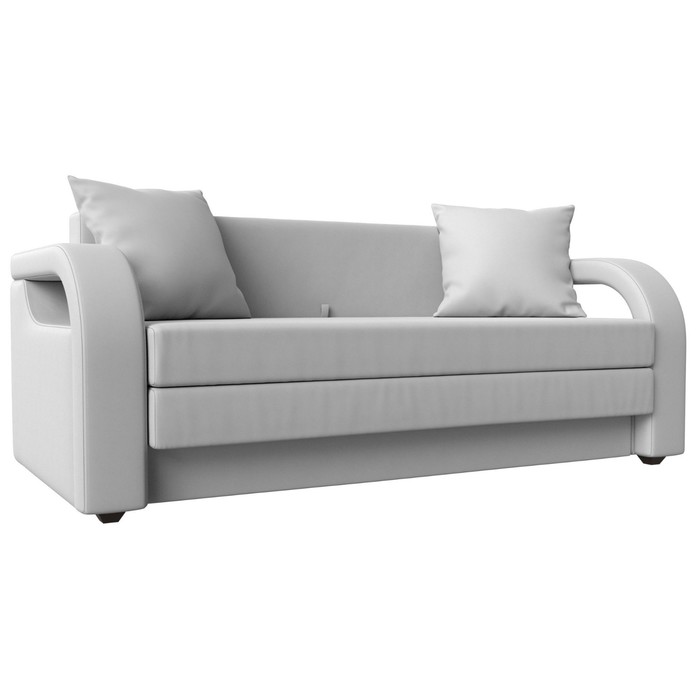 Прямой диван «Лига 014», механизм раскладной, экокожа, цвет белый