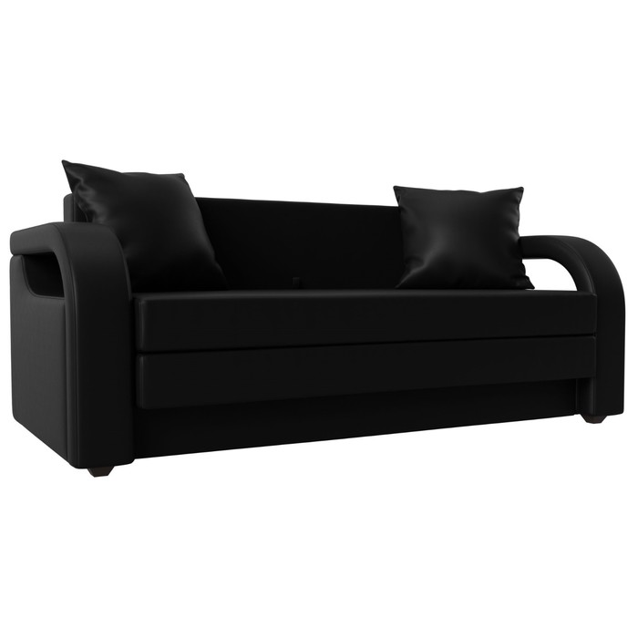 Прямой диван «Лига 014», механизм раскладной, экокожа, цвет чёрный