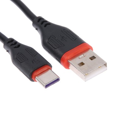 Кабель Type-C - USB, 2-4 А, 1 м, зарядка + передача данных, черный