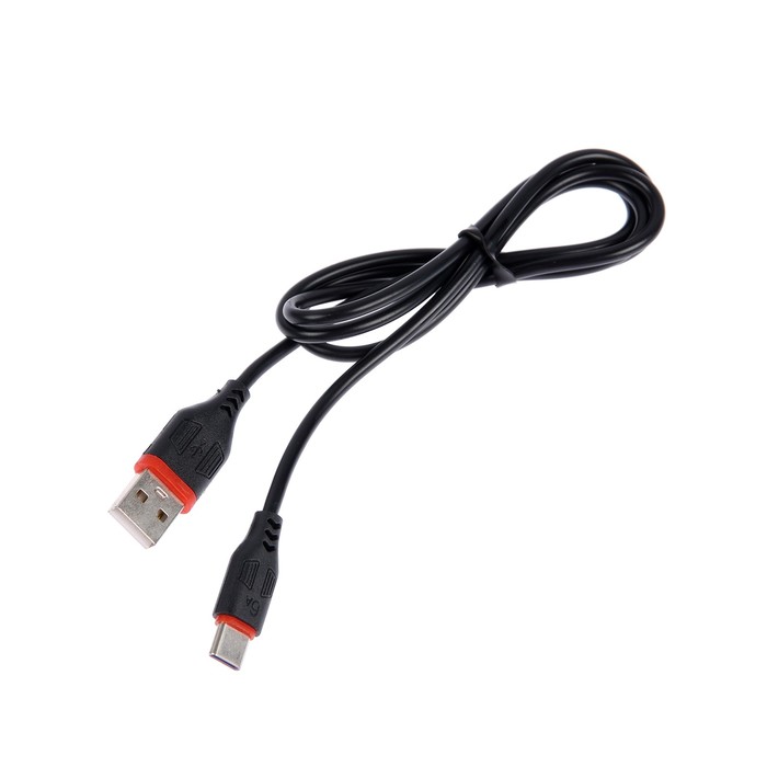 Кабель Type-C - USB, 2.4 А, 1 м, зарядка + передача данных, черный