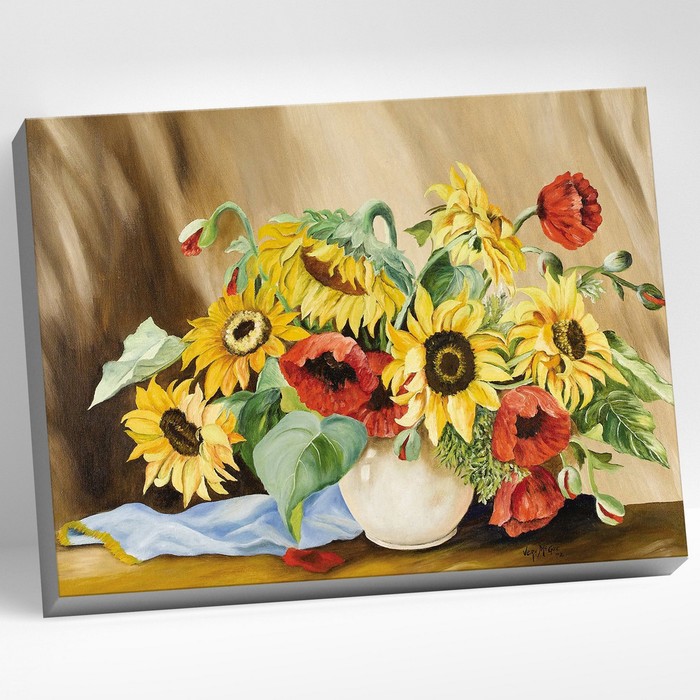 Картина по номерам 40 × 50 см «Маки и подсолнухи» 28 цветов 40 09 подсолнухи и маки