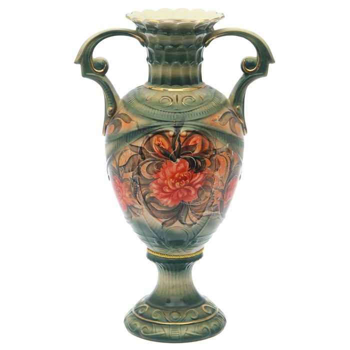 Ваза напольная "Каскад" хризантемы, зелёная