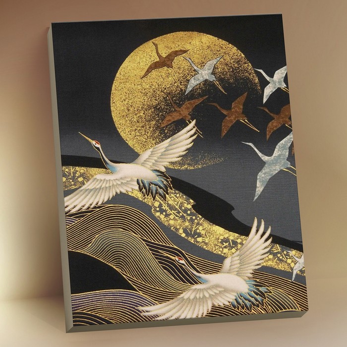 Картина по номерам с поталью 40 × 50 см «Полёт журавлей» 10 цветов