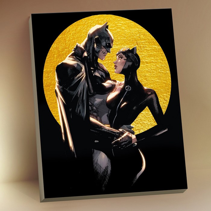 картина по номерам с поталью 40 х 50 см бэтмен и женщина кошка 13 цветов Картина по номерам с поталью 40 × 50 см «Бэтмен и Женщина Кошка» 13 цветов