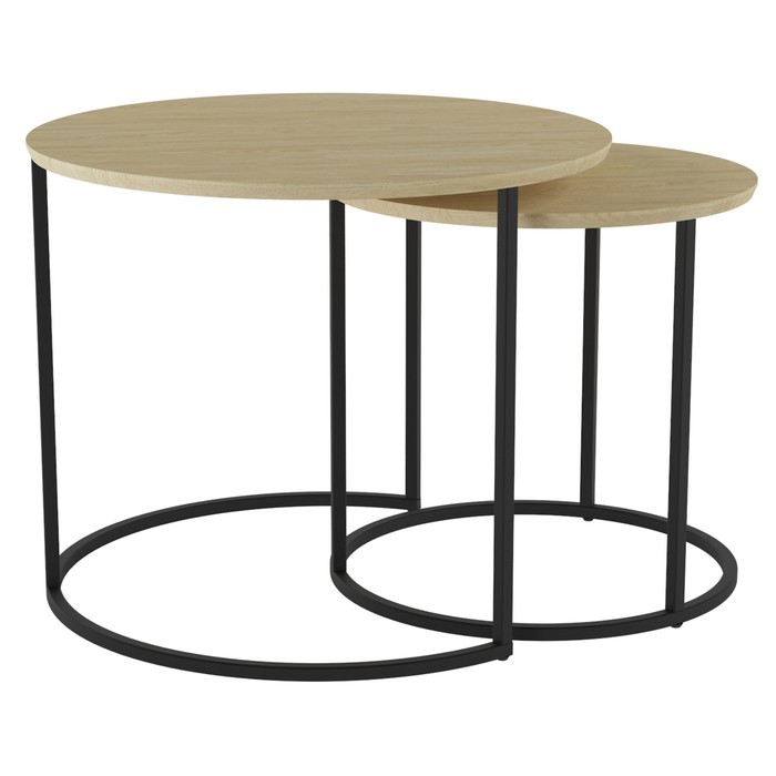Комплект из двух журнальных столов «Лесли», 810×610×500 мм, цвет дуб янтарный / чёрный комплект журнальных столов калифорния лесли дуб янтарный черный черный металл