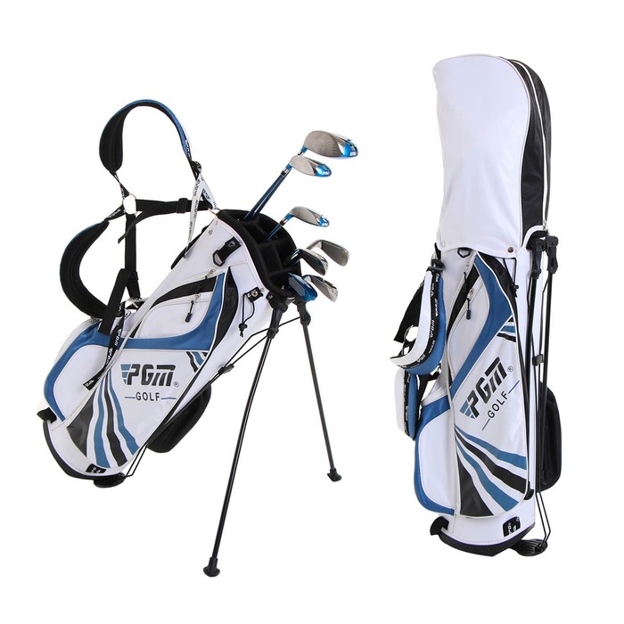 Сумка для гольфа PGM, детская, для 13 клюшек, 3 отверстия 24х18 см, нейлон, синяя сумка для гольфа pgm для клюшек отверстие 18х21 см 125х30х33 см темно синяя