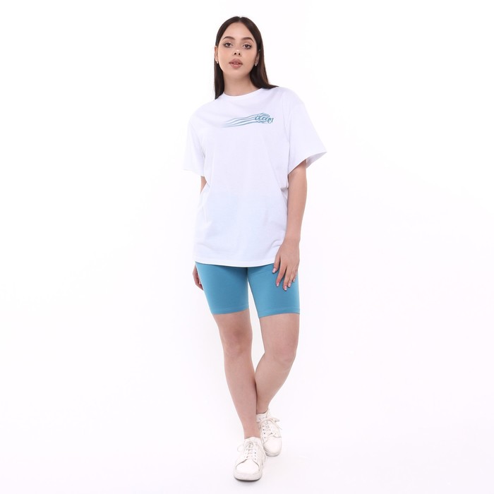 Комплект женский (футболка/шорты), цвет лазурит/белый, размер 48