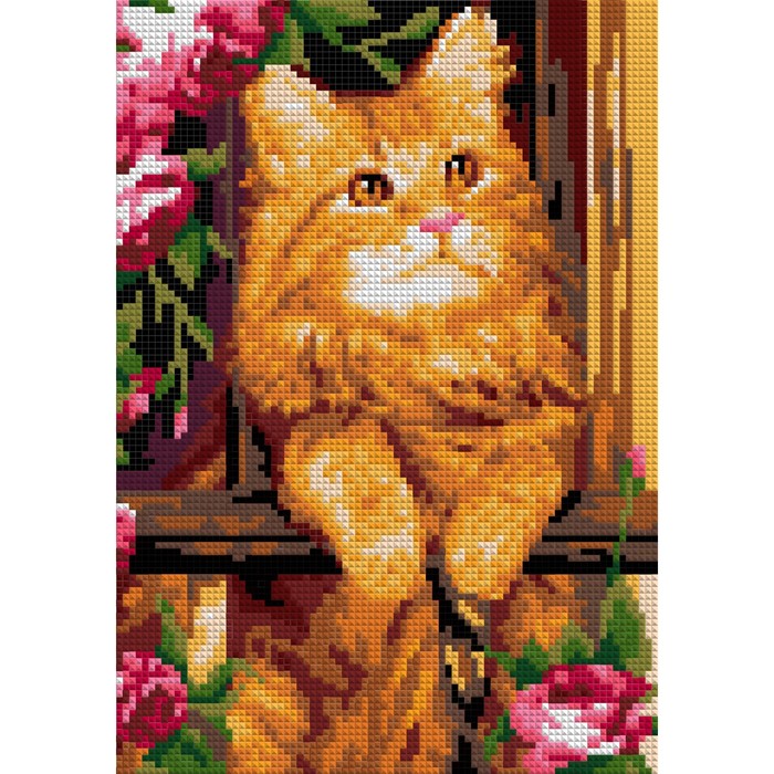 Алмазная мозаика 21 × 30 см, (полное заполнение) «Рыжий котик»