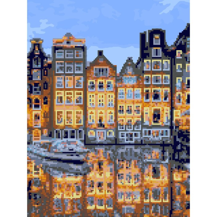 Алмазная мозаика 30 × 40 см, (частичное заполнение) «Тихий Амстердам»