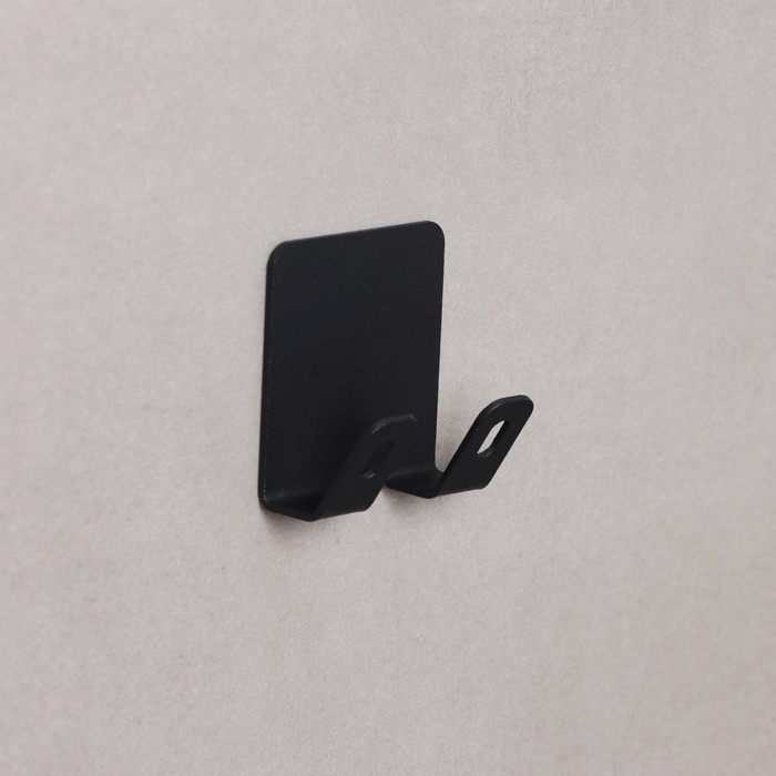 Крючок двойной настенный самоклеющийся ЛОФТ, 55×50×35 мм, цвет черный
