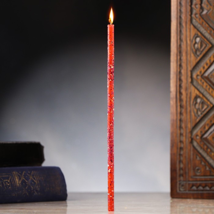 Свеча магическая восковая Гармония и блаженство, с розой, 16х0,6 см, красный