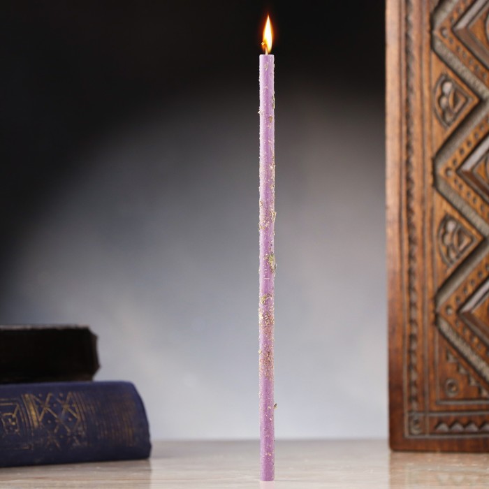 Свеча магическая восковая От страха и стресса, с лавандой, 16х0,6 см, фиолетовая