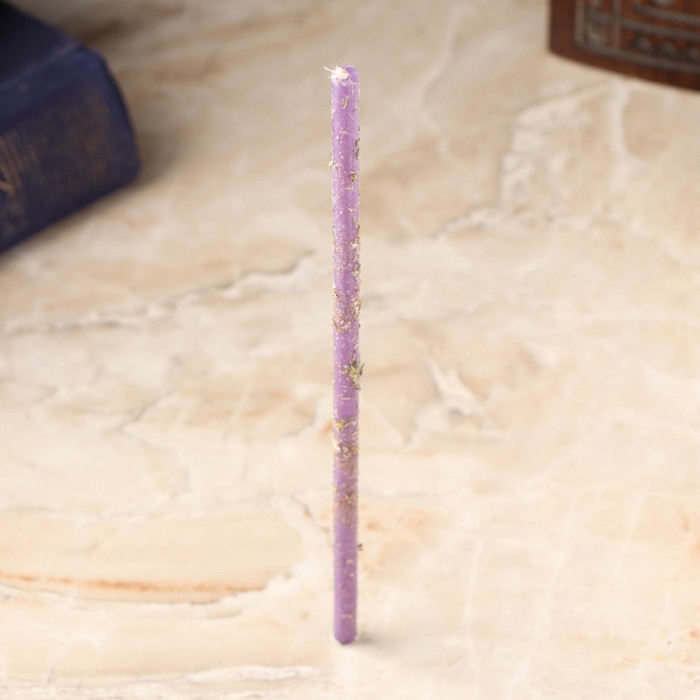 Свеча магическая восковая "От страха и стресса", с лавандой, 16х0,6 см, фиолетовая