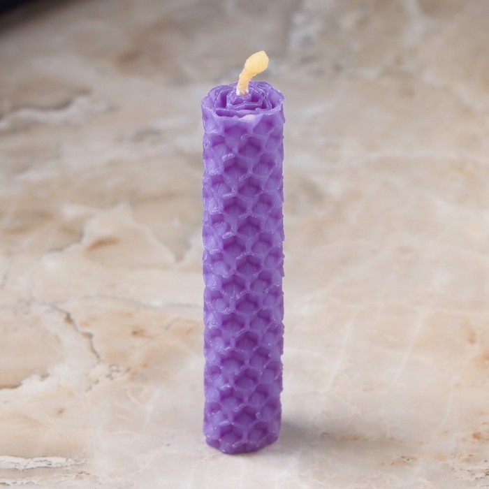 Набор свечей из вощины, 3 шт, 8х1,7 см, 45 мин, фиолетовый