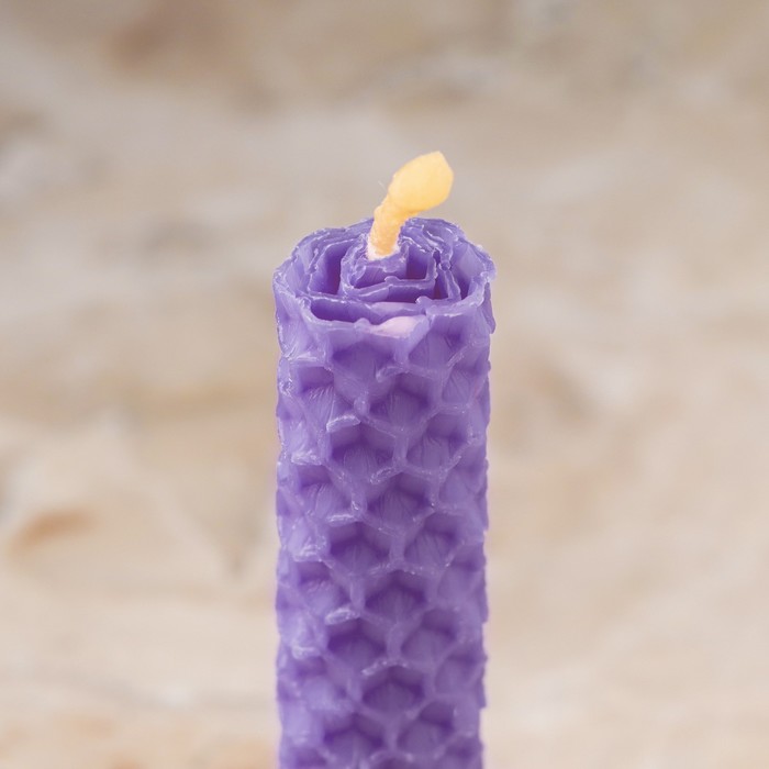 Набор свечей из вощины, 3 шт, 8х1,7 см, 45 мин, фиолетовый