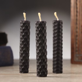 Набор свечей из вощины, 3 шт, 8х1,7 см, 45 мин, черный