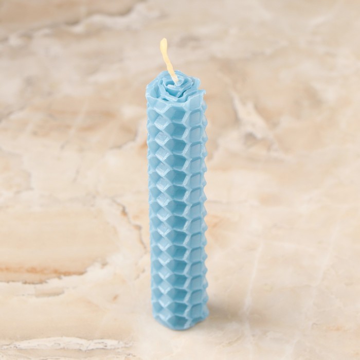 Набор свечей из вощины, 3 шт, 8х1,7 см, 45 мин, голубой
