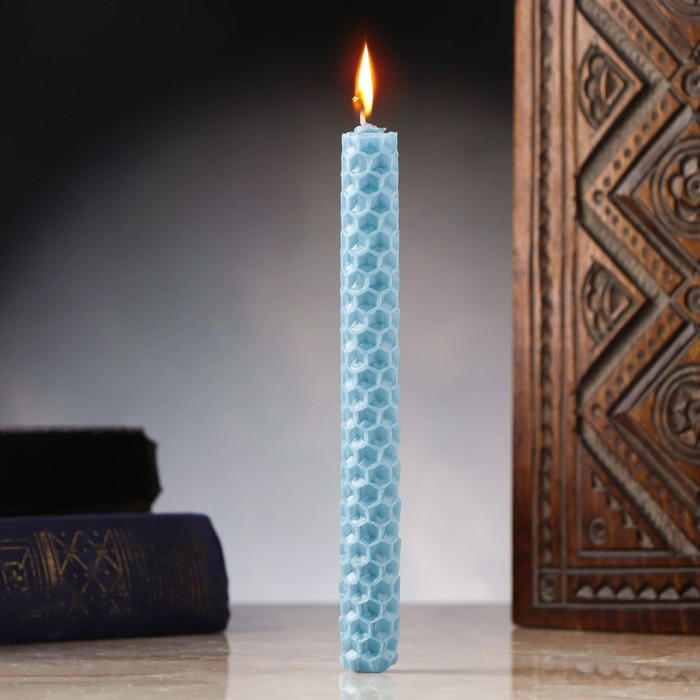 Свеча из вощины Спокойствие и внутренняя гармония , 13х1,7 см, 1 ч, голубой