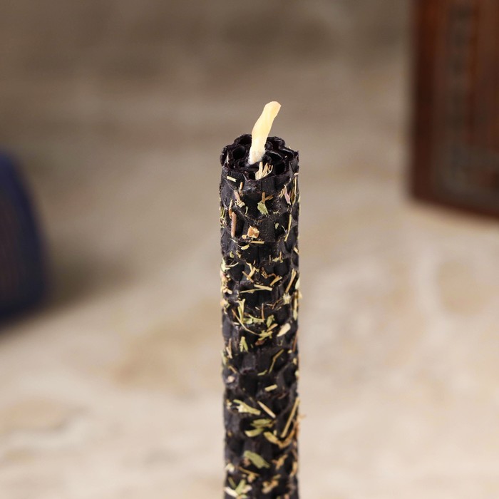 Свеча из вощины с чабрецом, 13х1,7 см, 1 ч, черный
