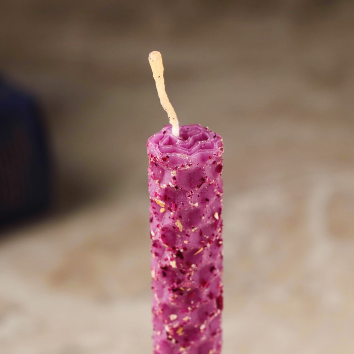 Свеча из вощины с розой, 13х1,7 см, 1 ч, фиолетовый