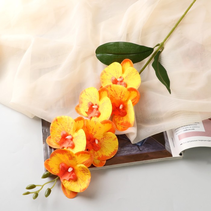 Цветы искусственные Орхидея фаленопсис премиум, 7х55 см, жёлтый