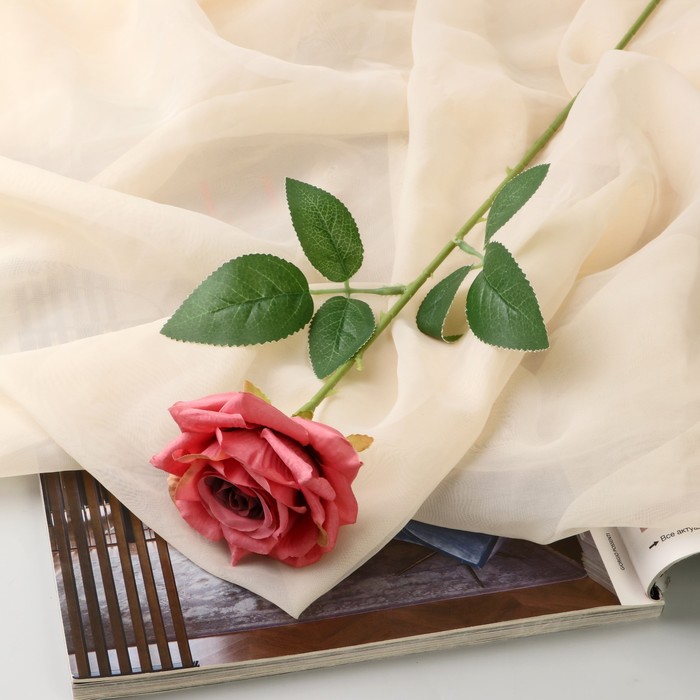 Цветы искусственные Роза Гран При 8х56 см, пепельно-розовый