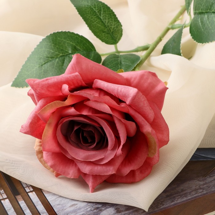 Цветы искусственные "Роза Гран При" 8х56 см, пепельно-розовый