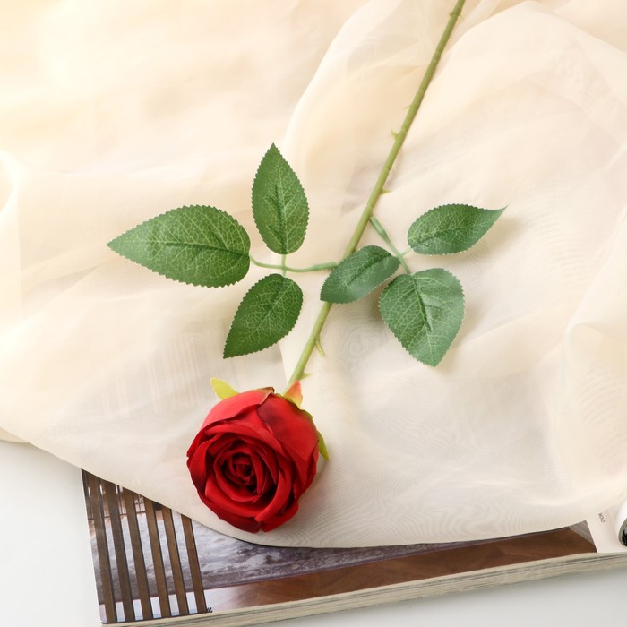 цена Цветы искусственные Роза Шёлк 7х56 см, красный