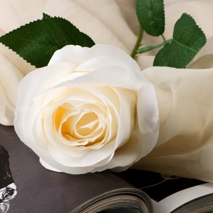 Цветы искусственные "Роза Карина" 7х56 см, белый