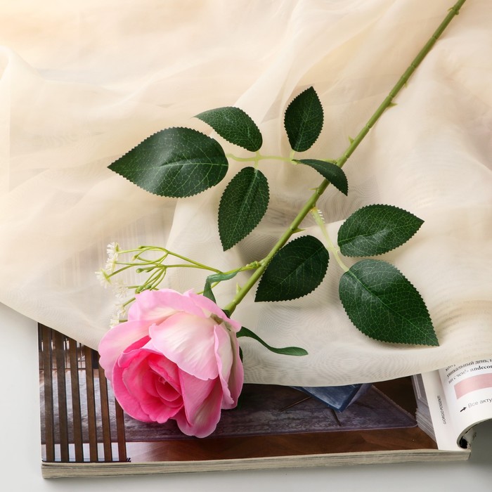 цена Цветы искусственные Роза венесуэльская 8х56 см, розовый
