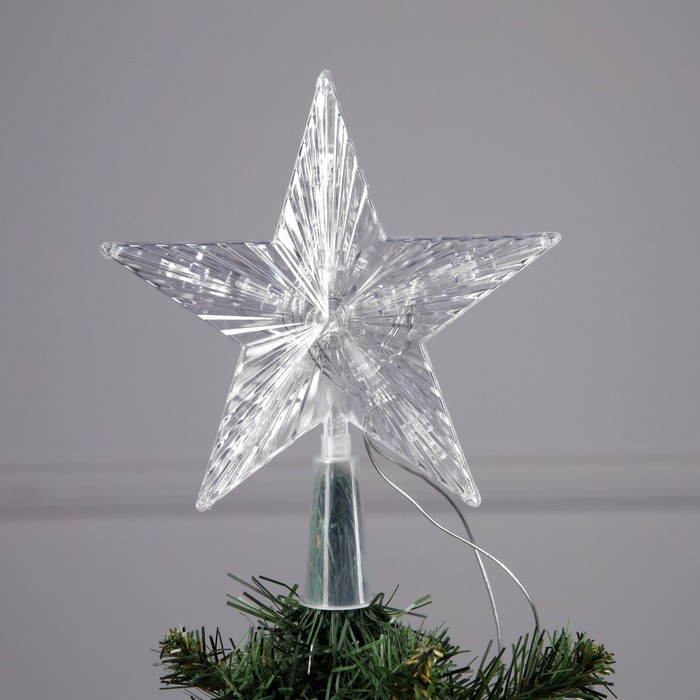 Фигура "Звезда Белая ёлочная" 16x16 см, пластик, нить, 10 LED, AAх2, фиксинг, БЕЛЫЙ