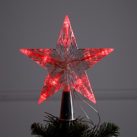 Фигура "Звезда Белая ёлочная" 16x16 см, пластик, нить, 10 LED, AAх2, фиксинг, КРАСНЫЙ