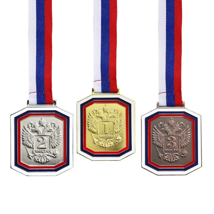Медаль под нанесение 002, триколор. Цвет сер. С лентой. 6 х 7 см. медаль под нанесение триколор бронза d 7 см