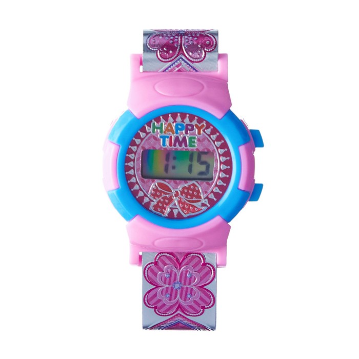 Часы наручные электронные детские Цветочки и сердечки, d-4 см, длина 19.5 см часы наручные электронные детские бабочка d 3 см длина 19 5 см микс