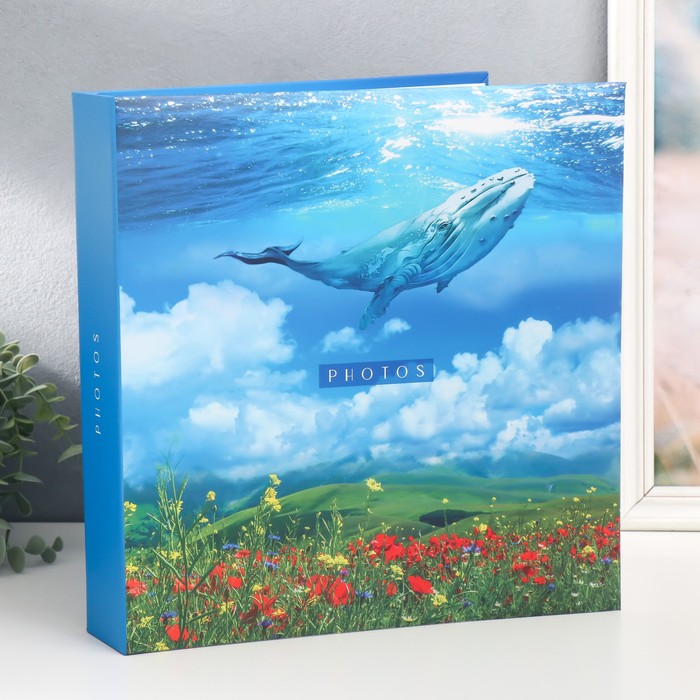 

Фотоальбом на 500 фото 10х15 см, пластик. листы , кольца "deep blue" Кит. Поля