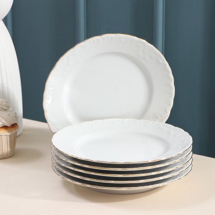 Набор тарелок Rococo, 6 шт: d=19 см, цвет белый, фарфор набор тарелок invitation d 19 5 см 6 шт цвет прозрачный
