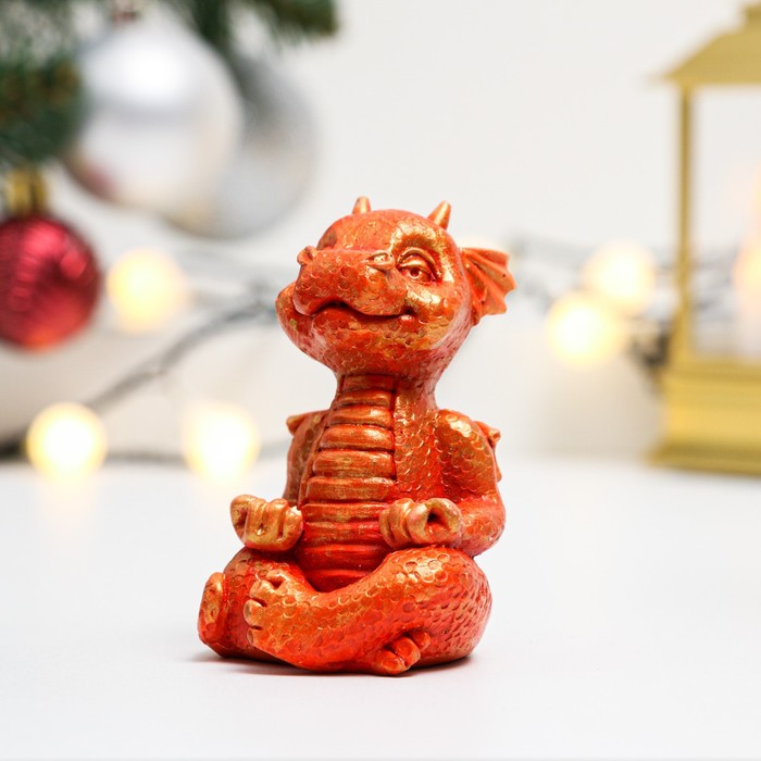 

Фигура "Дракон Гох" красная с золотом, 5х5х7,5см