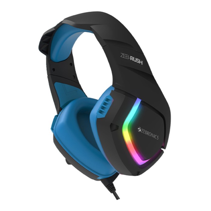 

Наушники ZEBRONICS, игровые, полноразмерные, микрофон, 3.5 мм, BT 5.0, чёрно-синие