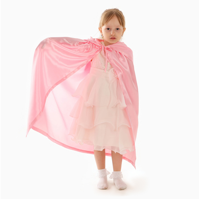 Карнавальный плащ детский, атлас, цвет розовый, длина 85 см карнавальный плащ детский атлас цветная паутина длина 85 см